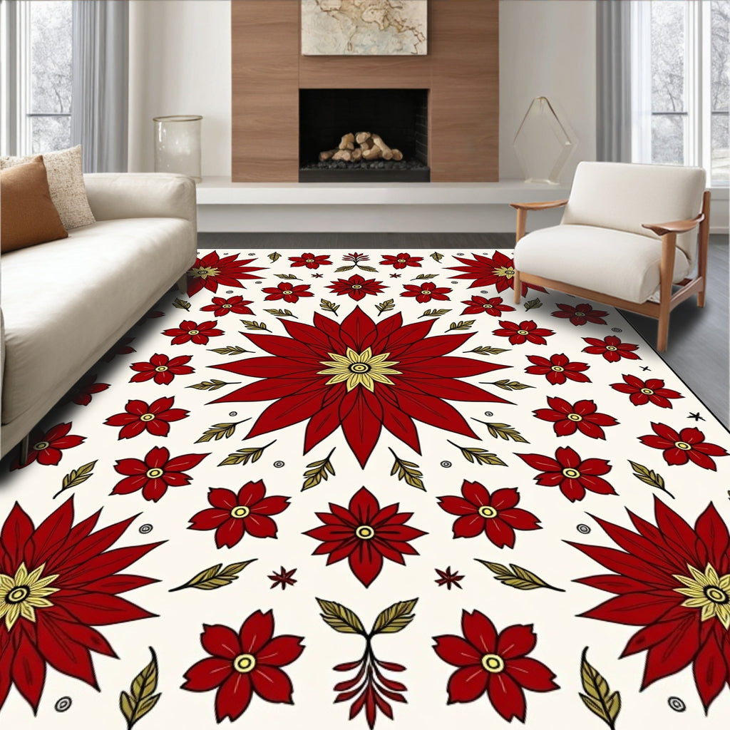 Radiant Red Floral Medley Rug