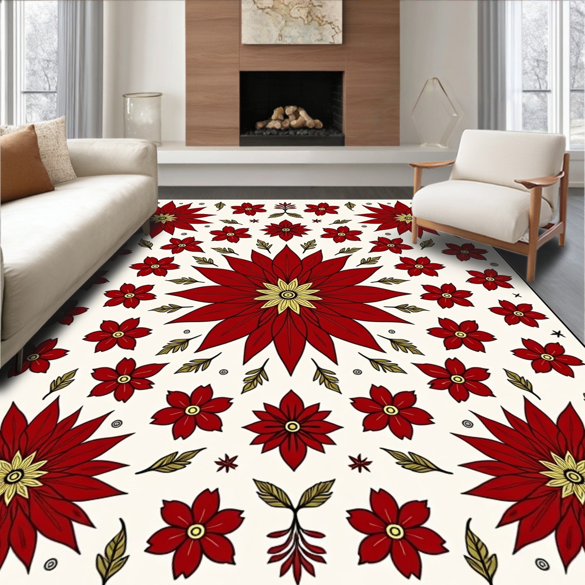 Radiant Red Floral Medley Rug