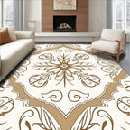 Ornate Golden Floral Medallion Rug
