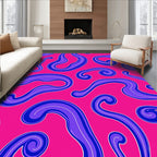 Retro Pink Blue Swirl Organic Rug