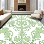 Pale Green Floral Vine Artwork Rug