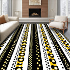 Black Yellow White Striped Leopard Dots Rug