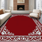 Crimson White Ornamental Border Rug
