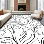 Elegant Black Swirls Flowing Vine Rug