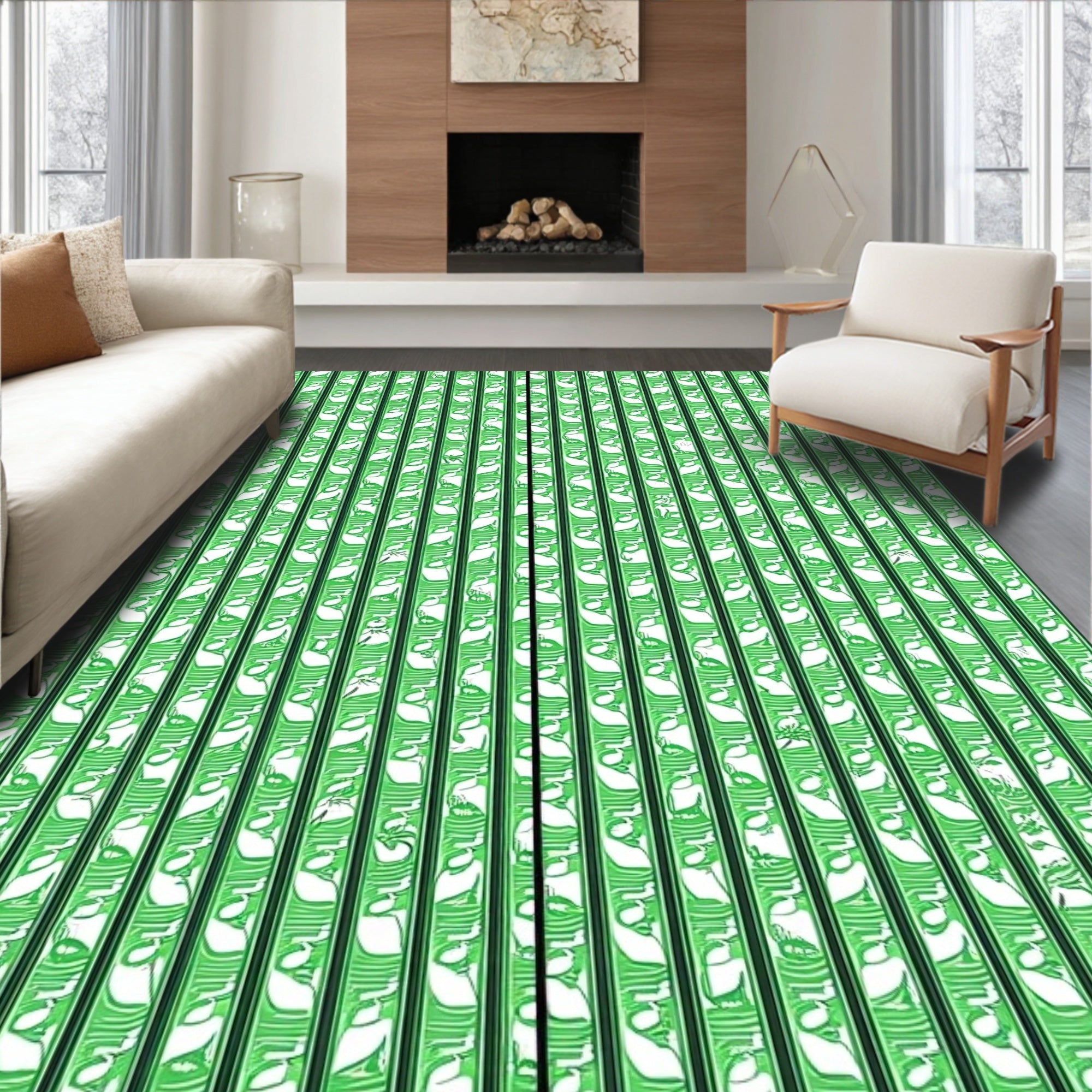 Verdant Vine Vertical Stripe Rug
