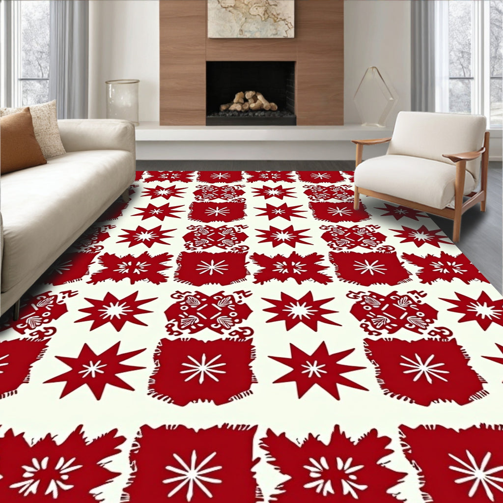 Crimson Medallion Star Array Rug