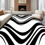 Monochrome Flowing Curving Lines Rug