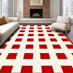 Classic Red White Gingham Check Rug