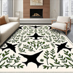 Black Bird Garden Foliage Cream Rug
