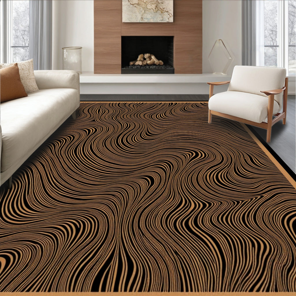 Warm Amber Wavy Stripe Rug
