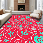 Whimsical Coral Tropical Vine Rug
