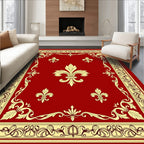 Red Cream Royal Fleur-de-lis Frame Rug