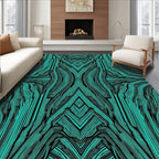 Teal Black Organic Woven Symmetry Rug