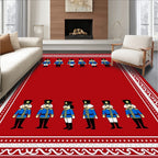 Red Blue Whimsical Nutcracker Soldiers Rug