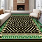 Black and Gold Geometric Trellis Rug