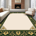 Emerald Green Golden Floral Border Rug