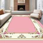Pink Floral Frame Border Rug