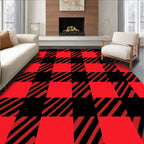 Classic Red Black Buffalo Check Squares Rug
