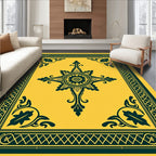Golden Teal Intricate Floral Medallion Rug