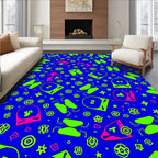 Bright Green Pink Abstract Shapes Rug