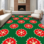 Crimson Red Snowflake Garland Rug