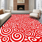 Vibrant Red Swirl Abstract Rug