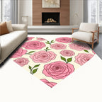 Pink Rose Heart Garden Rug