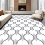 Geometric Gray Interlocking Ovals Rug
