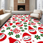 Charming Red Santa Claus Holly Sprigs Rug