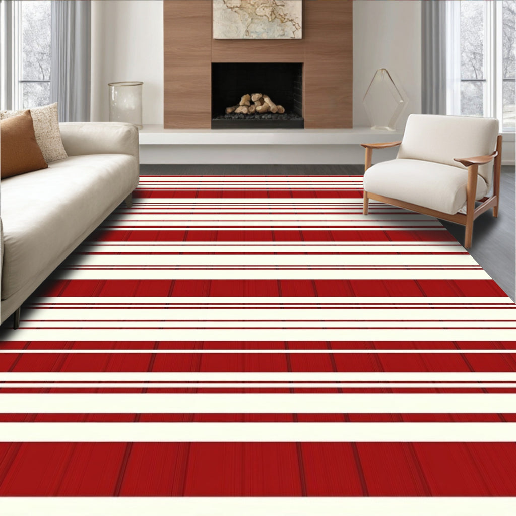 Bold Red White Striped Harmony Rug