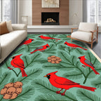 Red Cardinals Pine Branches Rug