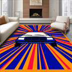 Retro Police Car Burst Rug