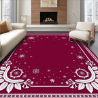 Winter White Snowflake Abundant Border Rug