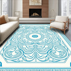 Ornate Turquoise Floral Medallion Rug