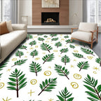 Green Leafy Sprigs Gold Swirls Rug
