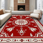 Crimson Cream Intricate Floral Medallion Rug