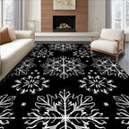 Black White Floral Mandala Medallion Rug