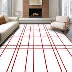 Crimson Red Rectangular Grid Rug
