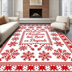 Red Snowflake Christmas Border Rug