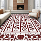 Ornate Burgundy Floral Vine Panels Rug