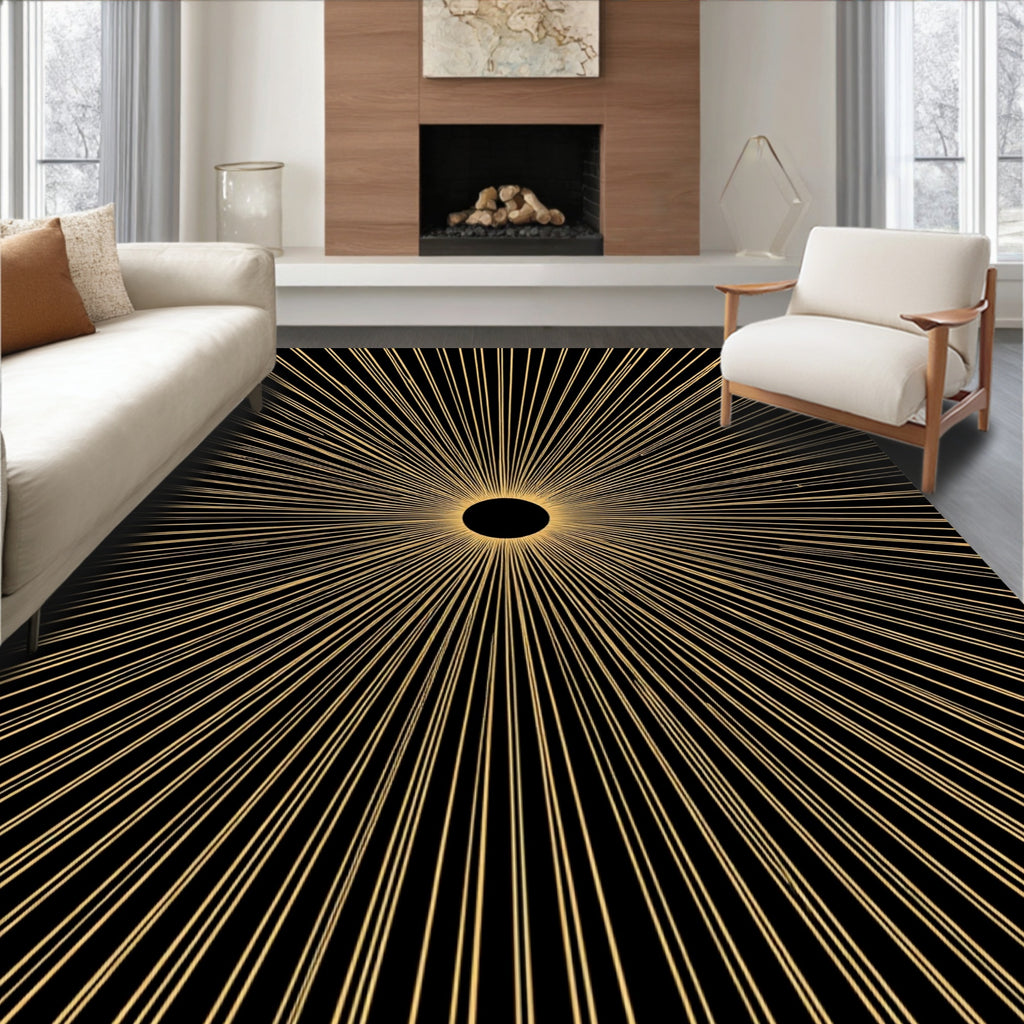 Golden Sunburst Rays Rug