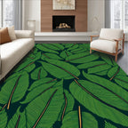 Bold Green Tropical Leaf Bunch Rug