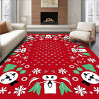 Whimsical Red Panda Snowflakes Holiday Rug