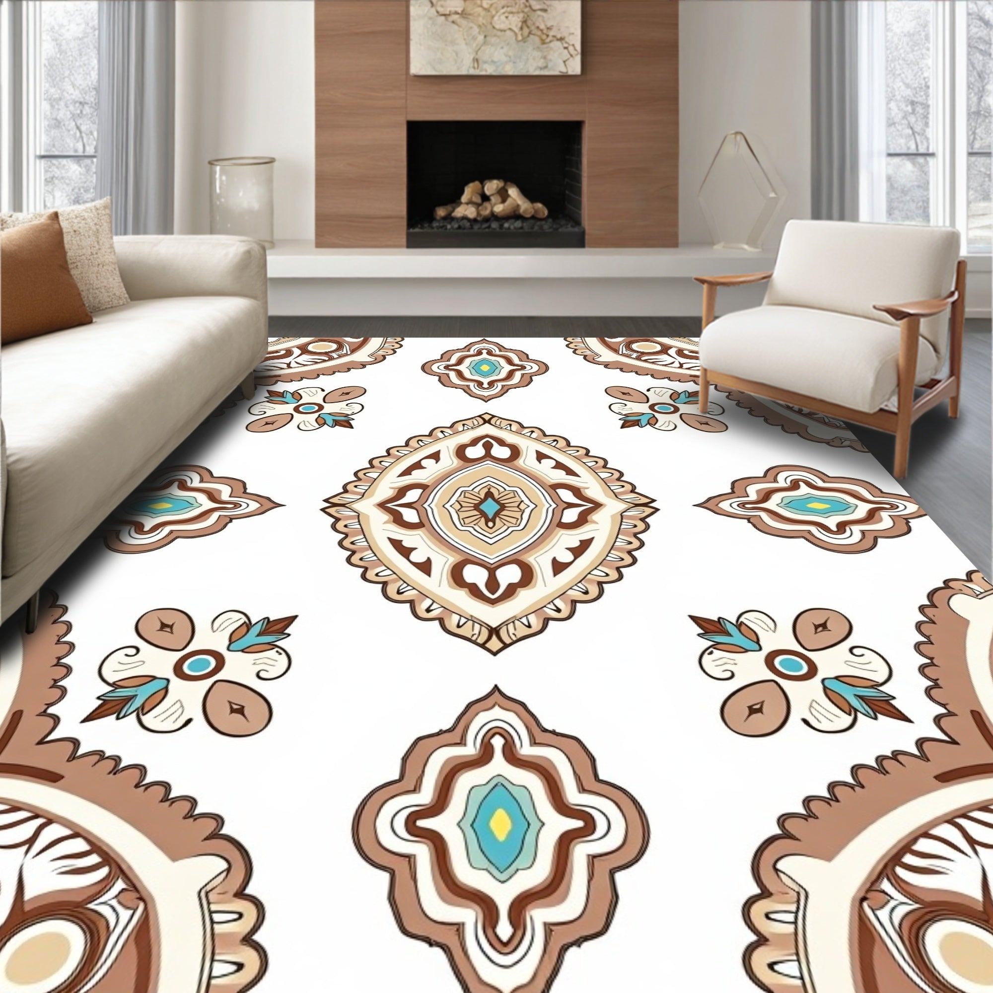 Earth Tones Medallion Arabesque Rug