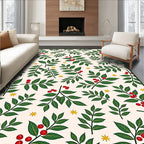 Cream Green Berry Branch Starburst Rug