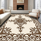 Brown Floral Medallion Lattice Rug