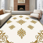 Ornate Gold Floral Medallion Frame Rug