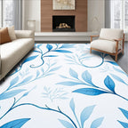 Whimsical Blue Leafy Vine Rug