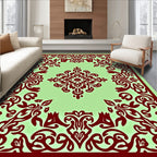 Crimson Floral Medallion Light Green Rug