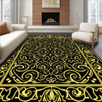 Golden Swirls Floral Border Rug
